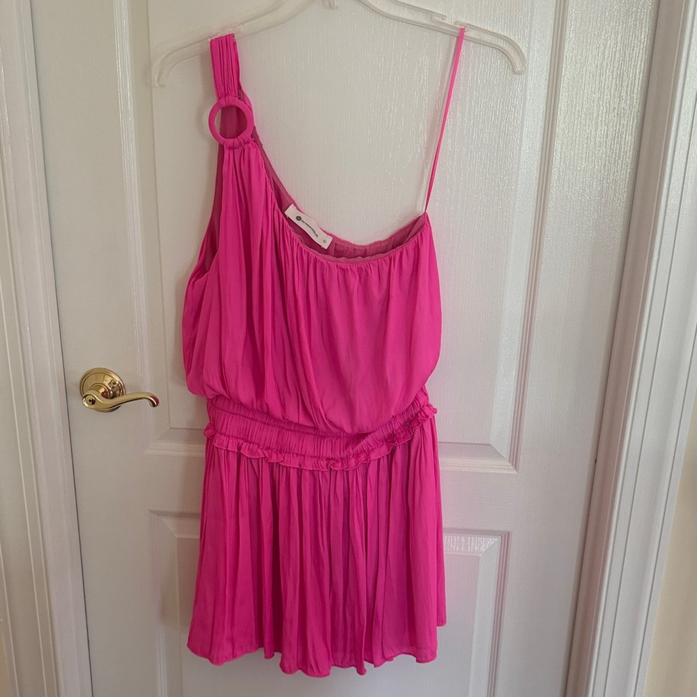 The Impeccable Pig Pink off the shoulder mini dress